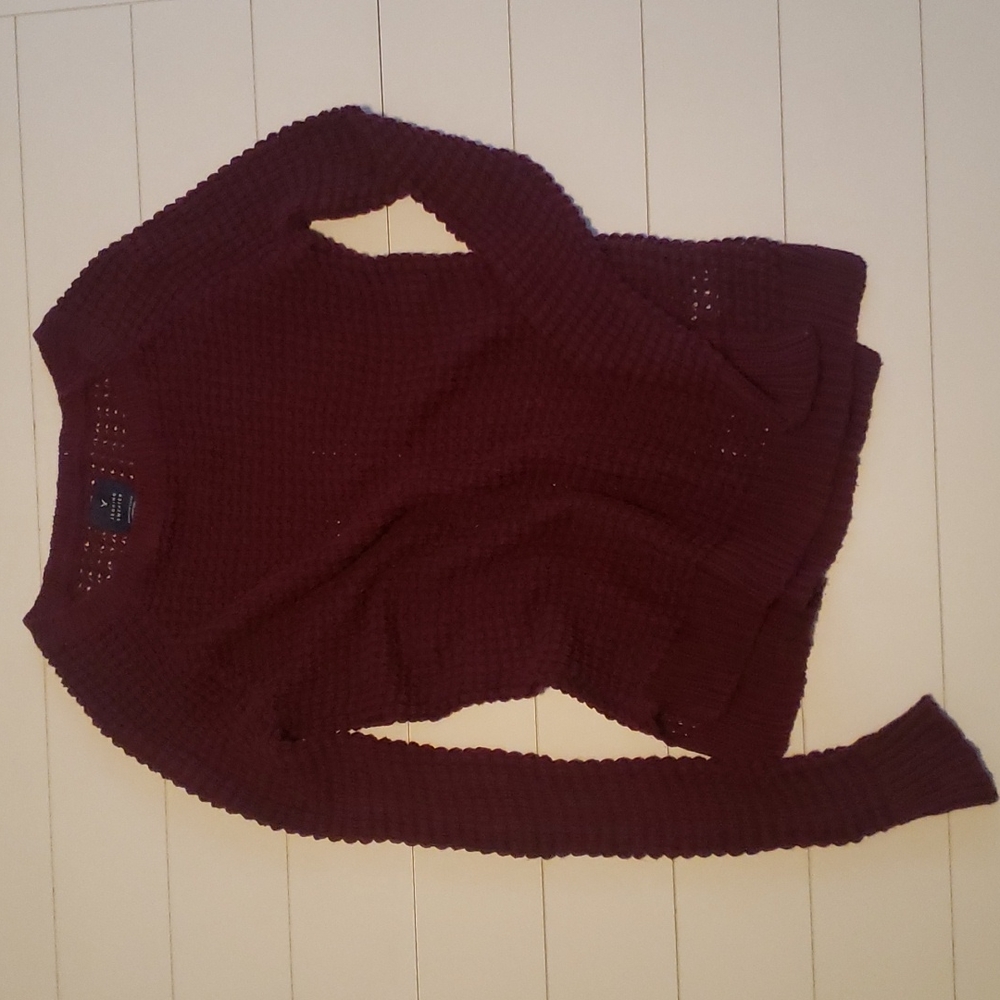 American Engel Outfitters burgundy crochet sweater
